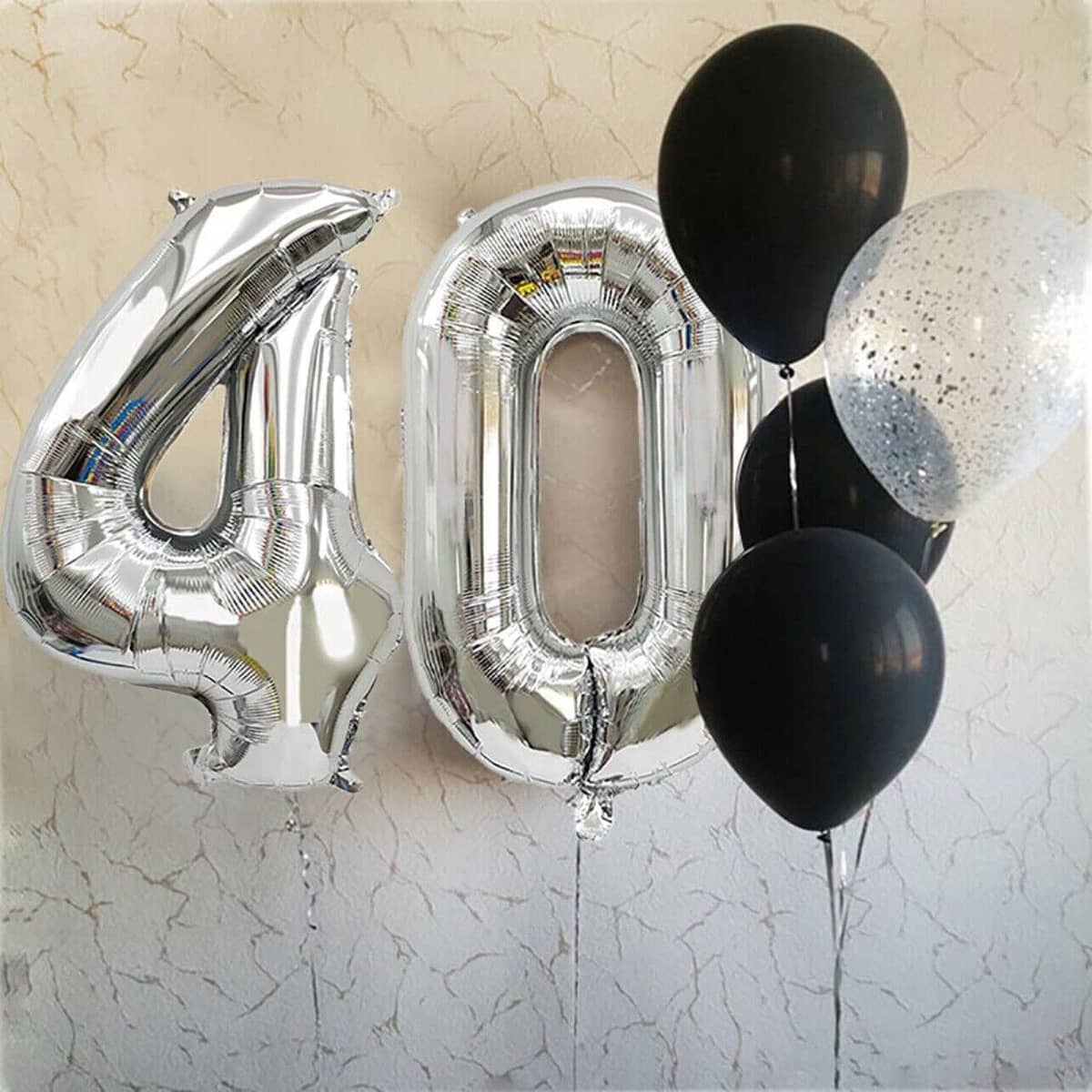 Foil Number Balloon 100cm (40 Inch) for Birthdays and Parties - Silver 2 - view 4