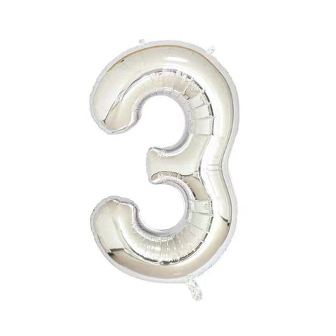 Foil Number Balloon 100cm (40 Inch) for Birthdays and Parties - Silver 3