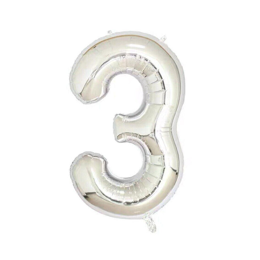 Foil Number Balloon 100cm (40 Inch) for Birthdays and Parties - Silver 3