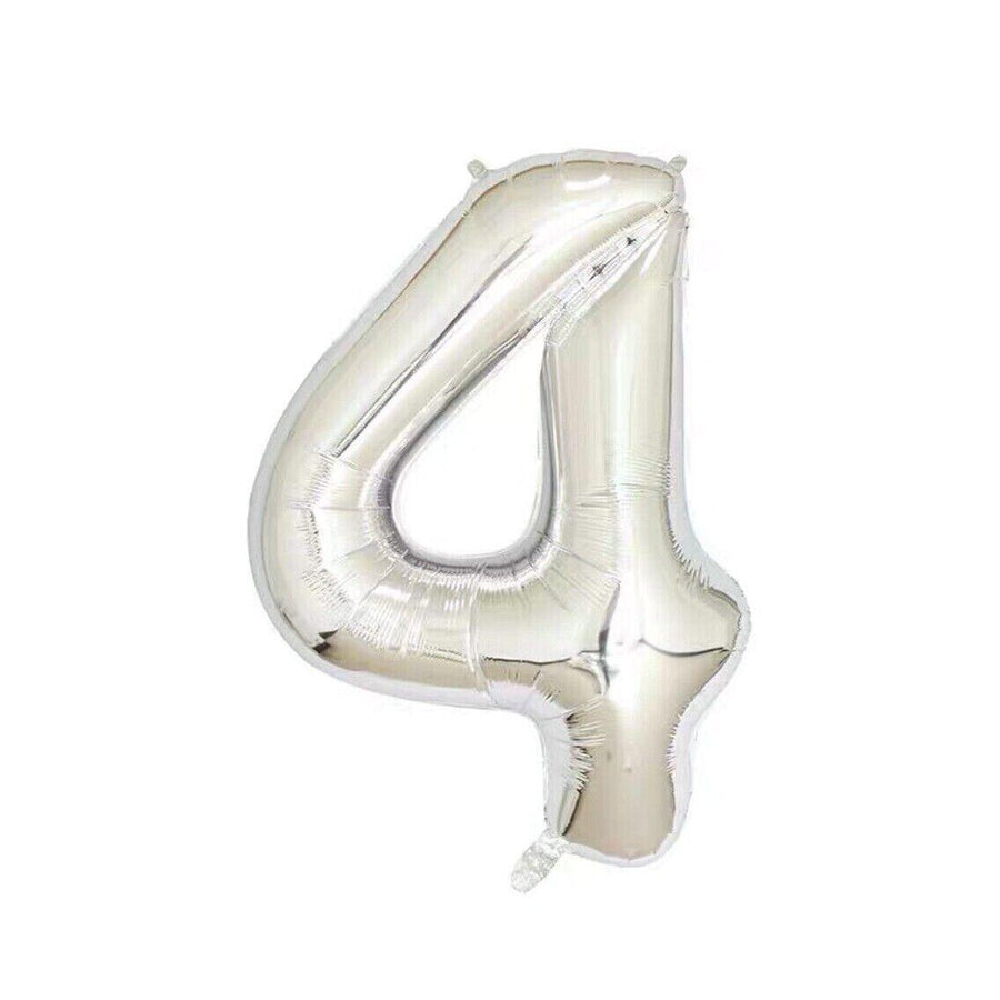 Foil Number Balloon 100cm (40 Inch) for Birthdays and Parties - Silver 4