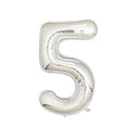 Foil Number Balloon 100cm (40 Inch) for Birthdays and Parties - Silver 5