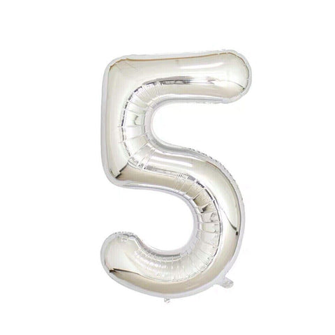 Foil Number Balloon 100cm (40 Inch) for Birthdays and Parties - Silver 5