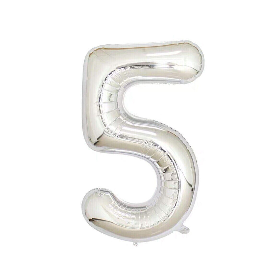 Foil Number Balloon 100cm (40 Inch) for Birthdays and Parties - Silver 5
