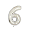 Foil Number Balloon 100cm (40 Inch) for Birthdays and Parties - Silver 6