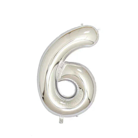 Foil Number Balloon 100cm (40 Inch) for Birthdays and Parties - Silver 6