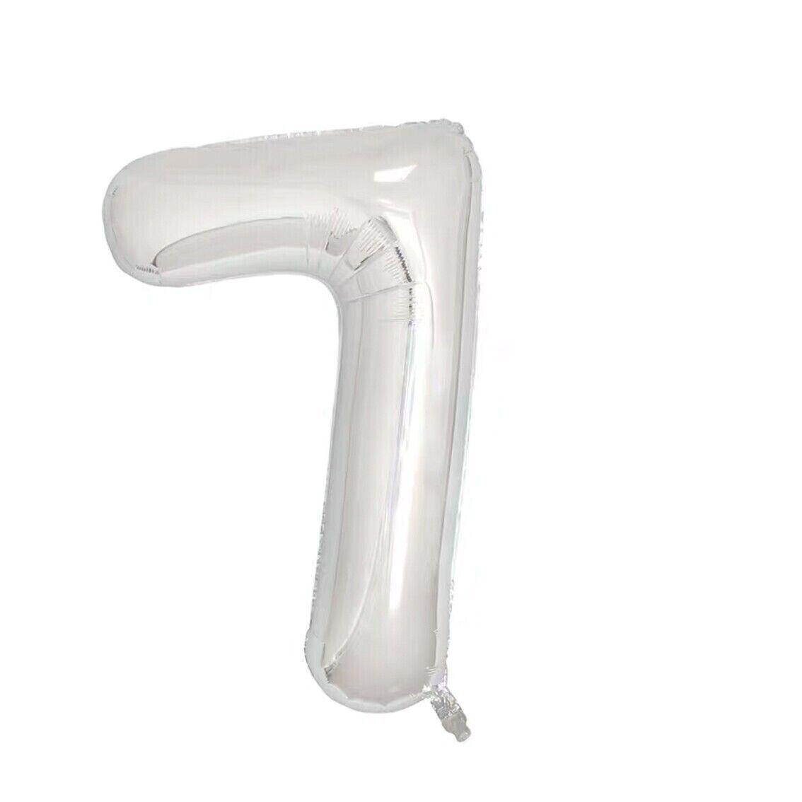 Foil Number Balloon 100cm (40 Inch) for Birthdays and Parties - Silver 7