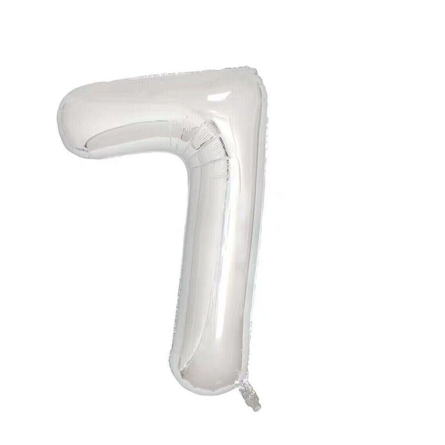 Foil Number Balloon 100cm (40 Inch) for Birthdays and Parties - Silver 7