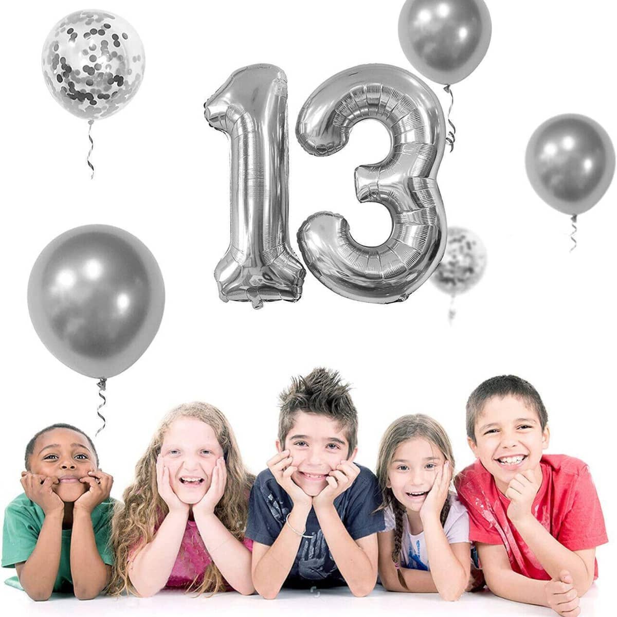 Foil Number Balloon 100cm (40 Inch) for Birthdays and Parties - Silver 7 - view 3