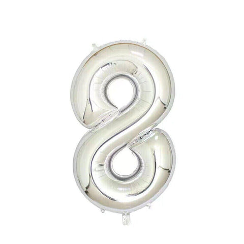 Foil Number Balloon 100cm (40 Inch) for Birthdays and Parties - Silver 8