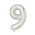 Foil Number Balloon 100cm (40 Inch) for Birthdays and Parties - Silver 9