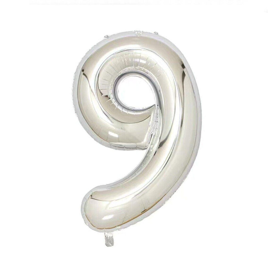 Foil Number Balloon 100cm (40 Inch) for Birthdays and Parties - Silver 9