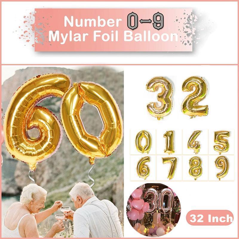 Foil Number Balloon 81cm (32 Inch) for Birthdays and Parties - Gold 2 - view 2
