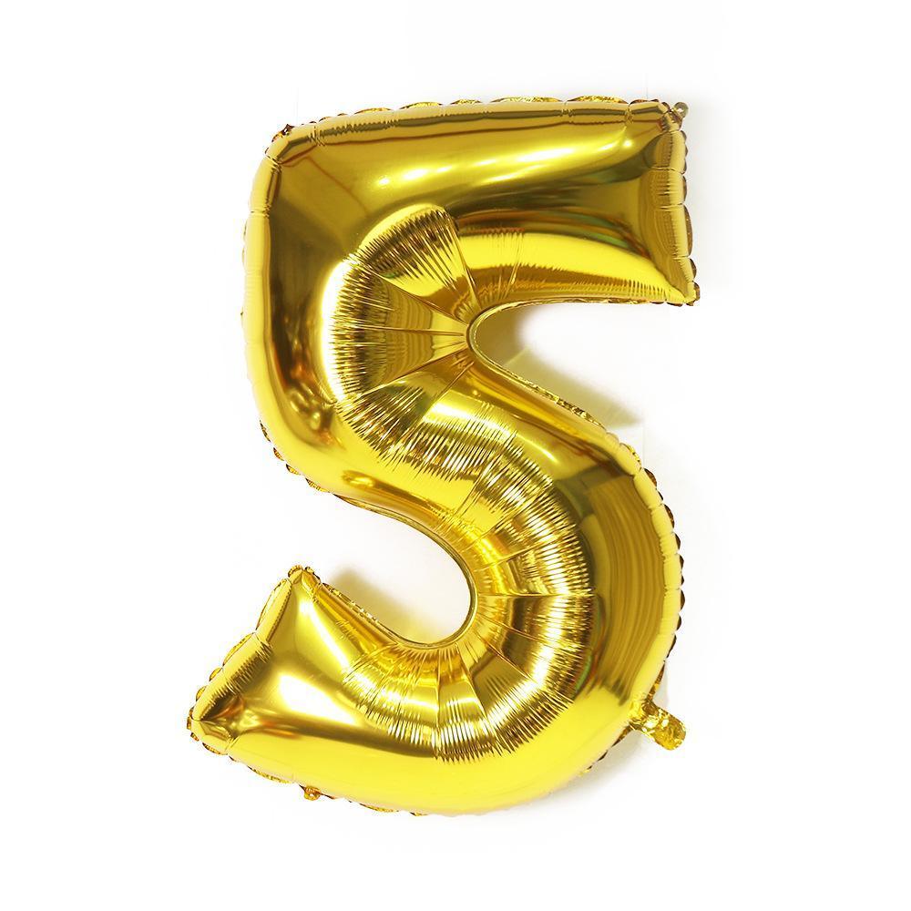 Foil Number Balloon 81cm (32 Inch) for Birthdays and Parties - Gold 5