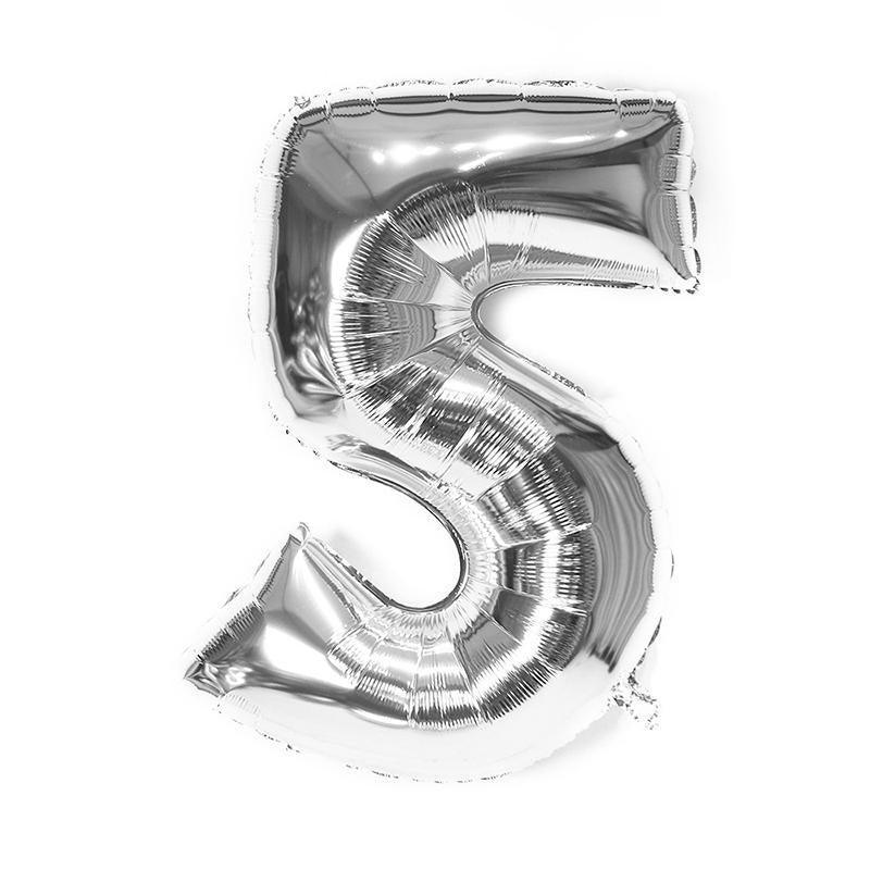 Foil Number Balloon 81cm (32 Inch) for Birthdays and Parties - Silver 5