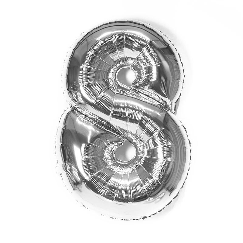 Foil Number Balloon 81cm (32 Inch) for Birthdays and Parties - Silver 8