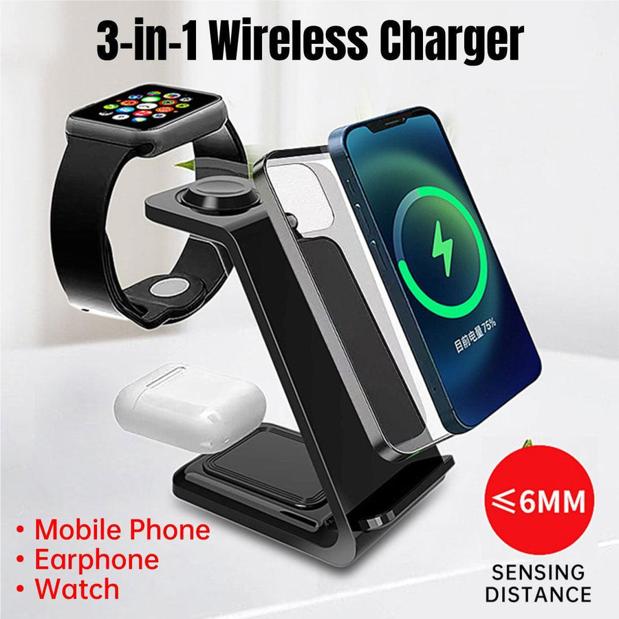 Foldable 3-In-1 Wireless Charger Stand for Phone, Watch and Earbuds