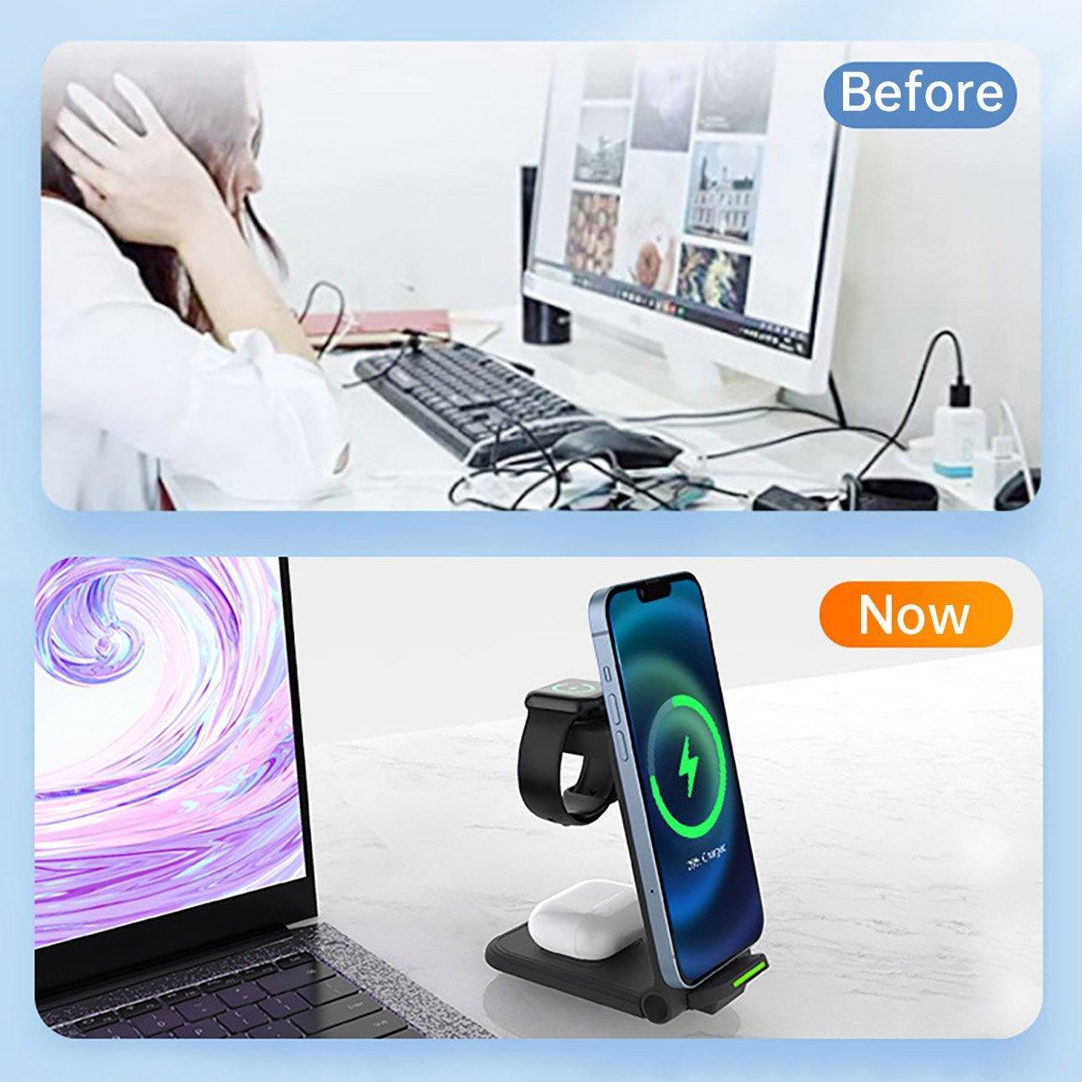Foldable 3-In-1 Wireless Charger Stand for Phone, Watch and Earbuds - view 4