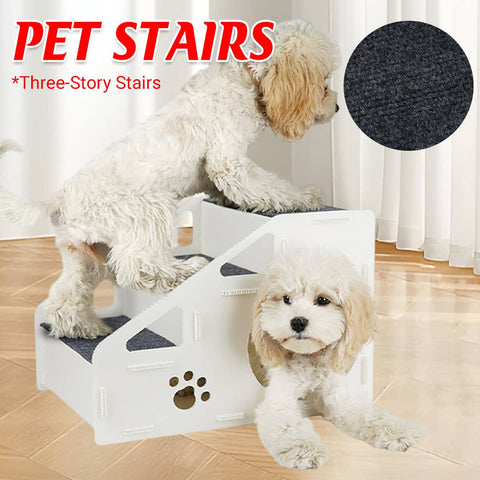 Foldable 3 Step Pet Stairs for Dogs and Cats, Sturdy Non Slip Pet Ladder for Beds and Sofas