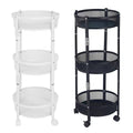Foldable 3 Tier Rolling Storage Cart, Black Carbon Steel Vegetable Basket Trolley with Wheels - view 3