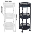 Foldable 3 Tier Rolling Storage Cart, Black Carbon Steel Vegetable Basket Trolley with Wheels - view 4