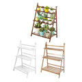 Foldable 3 Tier Wooden Plant Stand, 70 x 40 x 96 cm - Natural - view 3