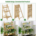 Foldable 3 Tier Wooden Plant Stand, 70 x 40 x 96 cm - Natural - view 5