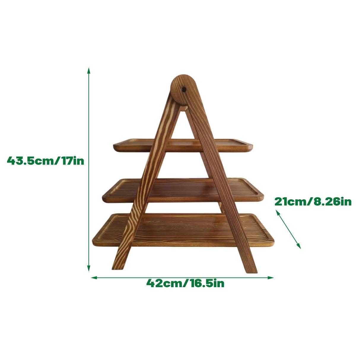 Foldable 3 Tier Wooden Serving Tray Stand for Parties and Buffets - view 3
