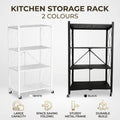 Foldable 4 Tier Kitchen Storage Rack on Wheels - White - view 2