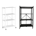Foldable 4 Tier Kitchen Storage Rack on Wheels - White - view 3