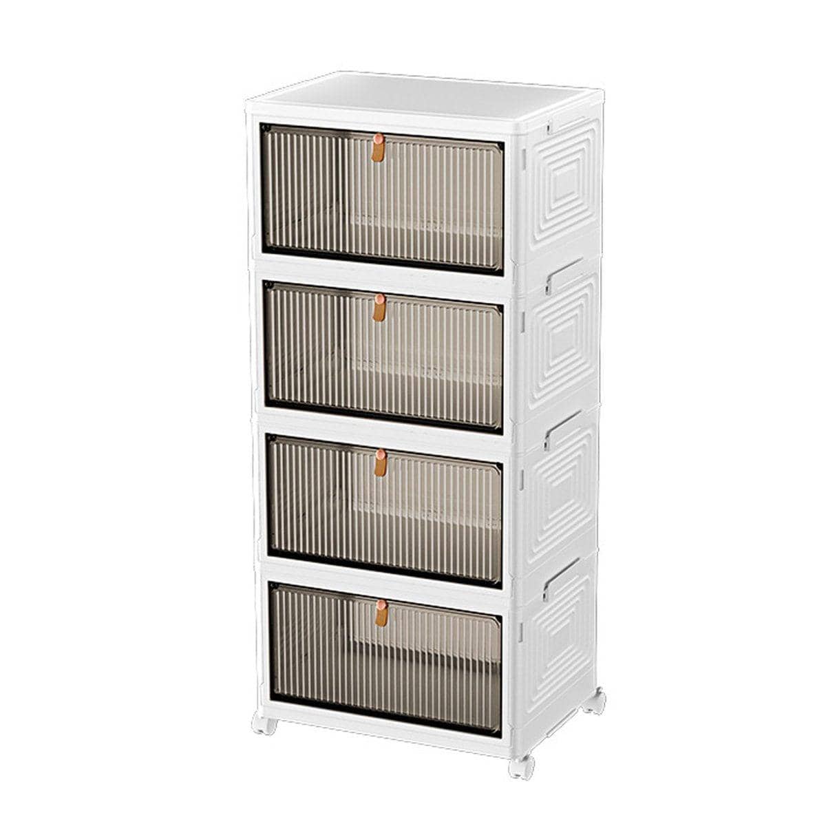 Foldable 4 Tier Plastic Storage Cabinet with Wheels, Large Capacity - view 2