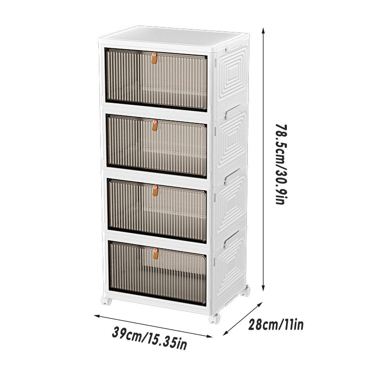 Foldable 4 Tier Plastic Storage Cabinet with Wheels, Large Capacity - view 3