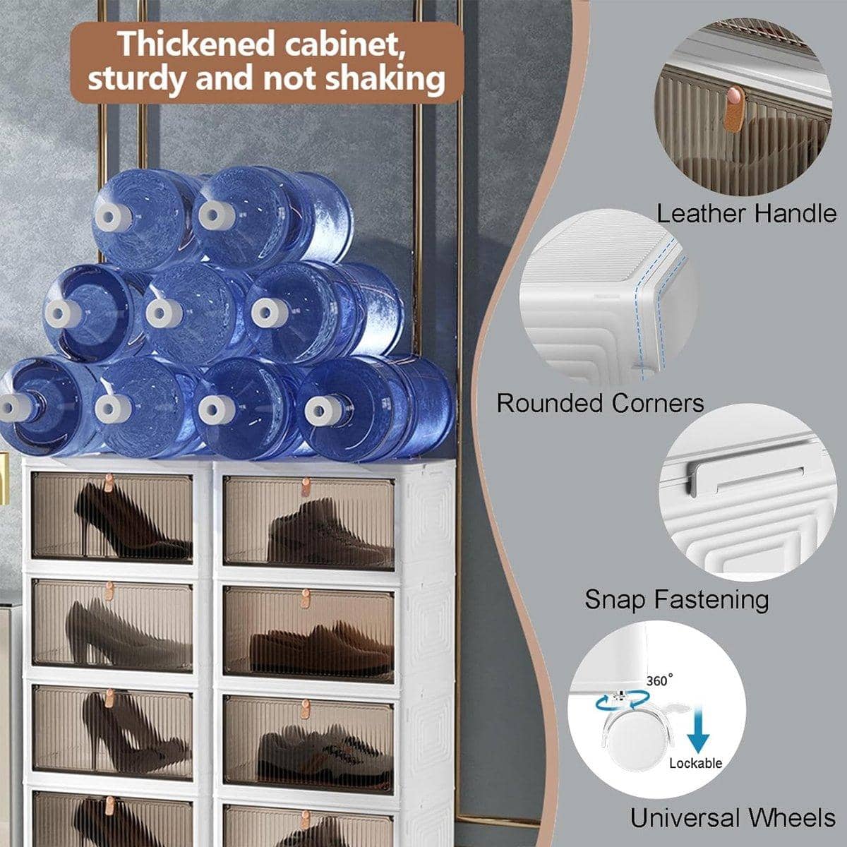 Foldable 4 Tier Plastic Storage Cabinet with Wheels, Large Capacity - view 4