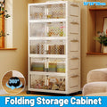 Foldable 5-Tier Plastic Storage Cabinet with Wheels