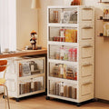 Foldable 5-Tier Plastic Storage Cabinet with Wheels - view 4