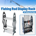 Foldable ABS Fishing Rod Display Rack for 16 Rods, Net and Gear Storage Stand - Grey