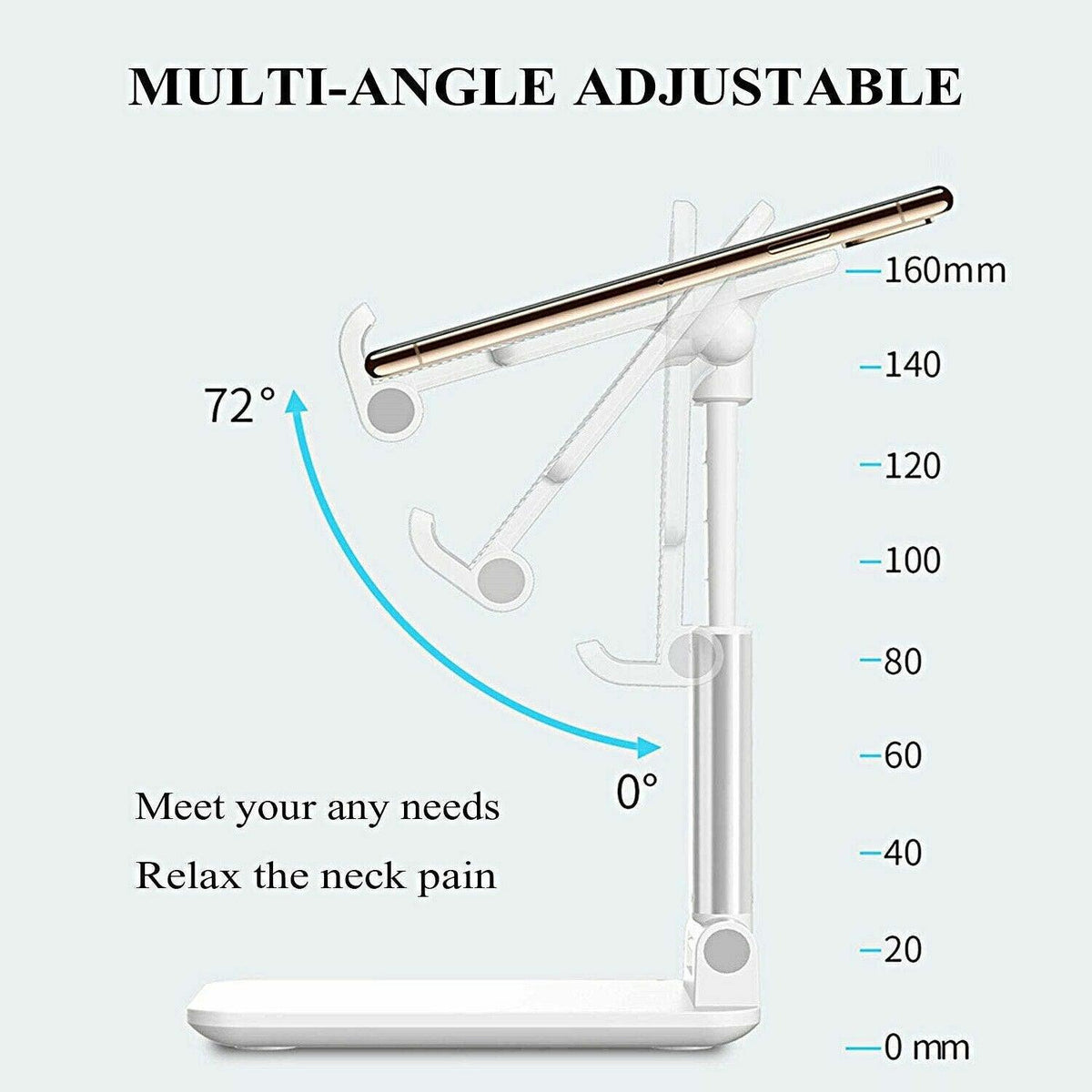 Foldable Adjustable Desk Stand Holder for Mobile Phone and Tablet - Mint Green - view 5