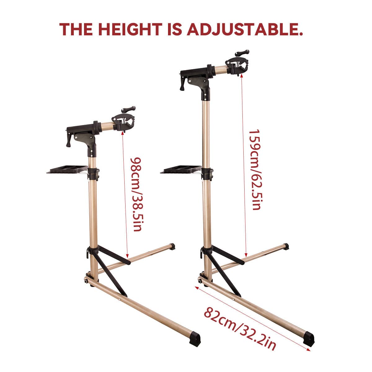 Foldable Aluminium Bike Repair Stand Champagne Gold Freestanding - view 3