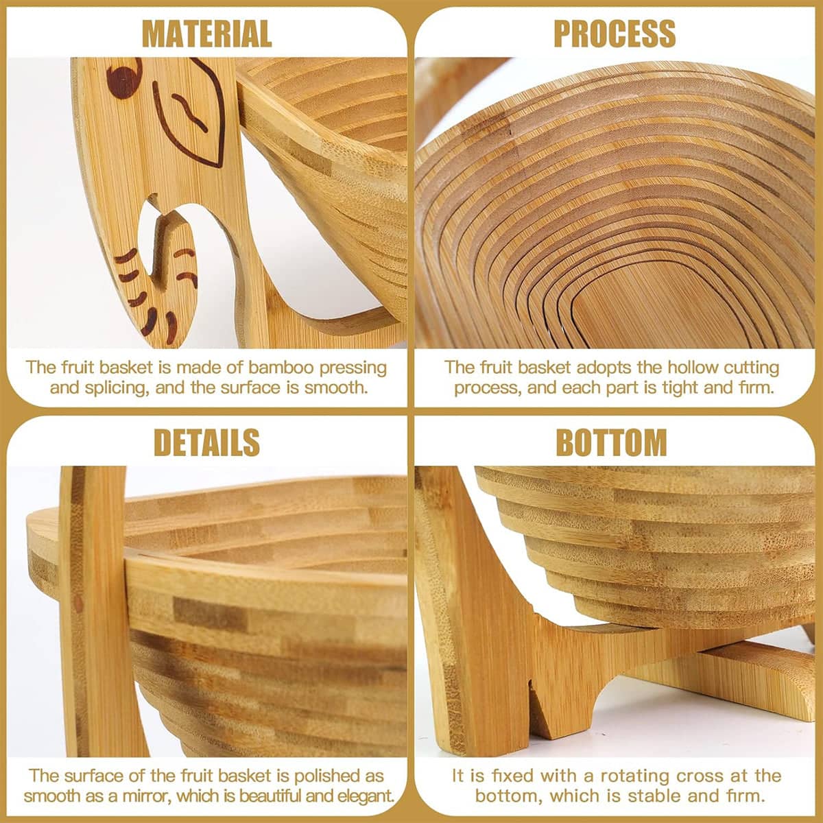 Foldable Bamboo Decorative Basket, 26 x 14 x 30 cm - Pineapple Shape - view 5