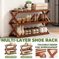 Foldable Bamboo Multi-Layer Shoe Rack with Non-Slip Shelves - 50 cm Wide, 3 Layer - view 2
