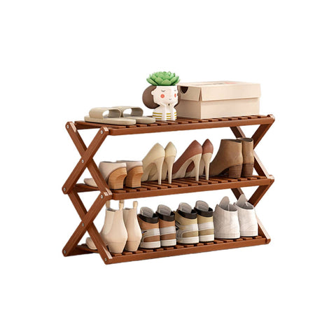 Foldable Bamboo Multi-Layer Shoe Rack with Non-Slip Shelves - 70 cm Wide, 3 Layer