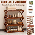 Foldable Bamboo Shoe Rack Multi Layer Shoe Storage for Entryway and Hallway - 70 cm - view 2