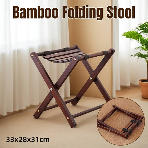 Foldable Bamboo Stool Portable Outdoor Camping and Fishing Seat - Brown