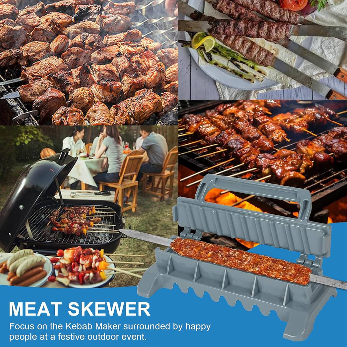 Foldable Barbecue Kebab Mould, Non-Stick Heat Resistant Skewer Maker - view 5
