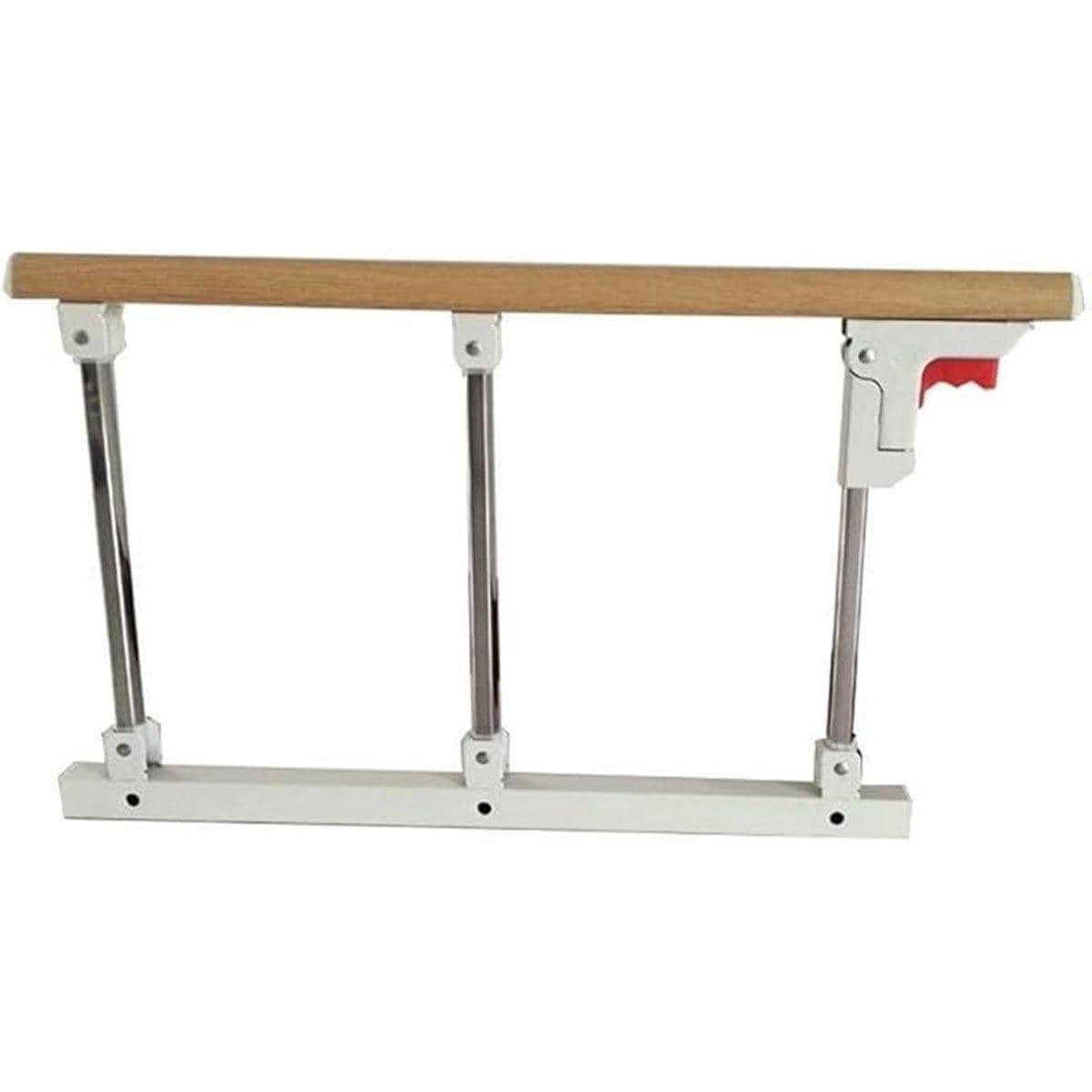 Foldable Bedside Rail for Beds, Anti-Fall Safety Guard in Stainless Steel with Wood Grain Finish - view 2