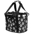 Foldable Bicycle Basket Bag - Black, Paw Print