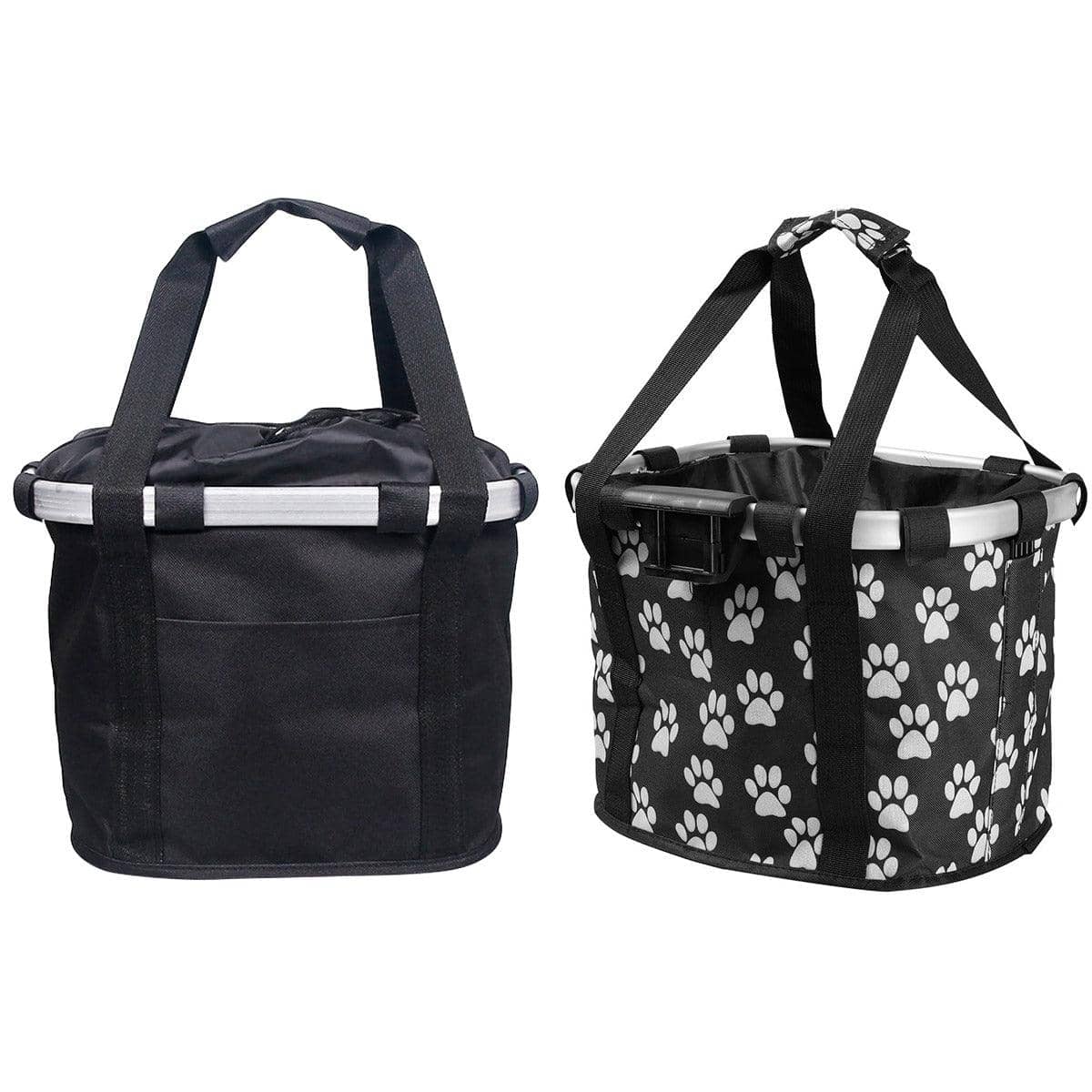 Foldable Bicycle Basket Bag - Black, Paw Print - view 3