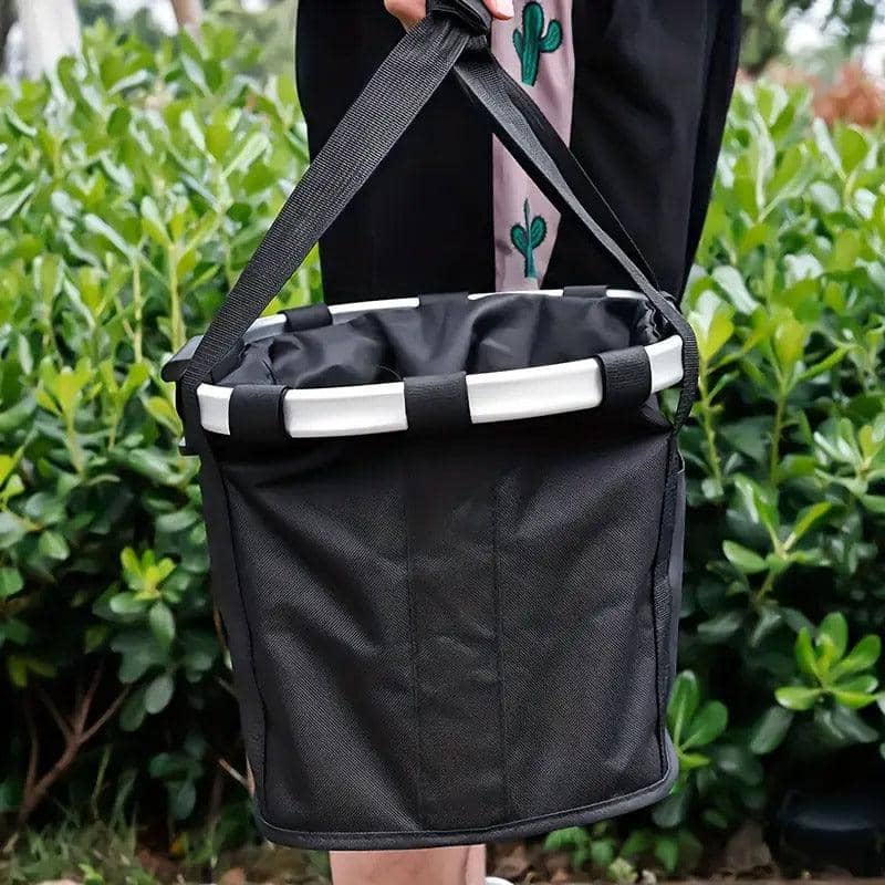 Foldable Bicycle Basket Bag - Black, Paw Print - view 5