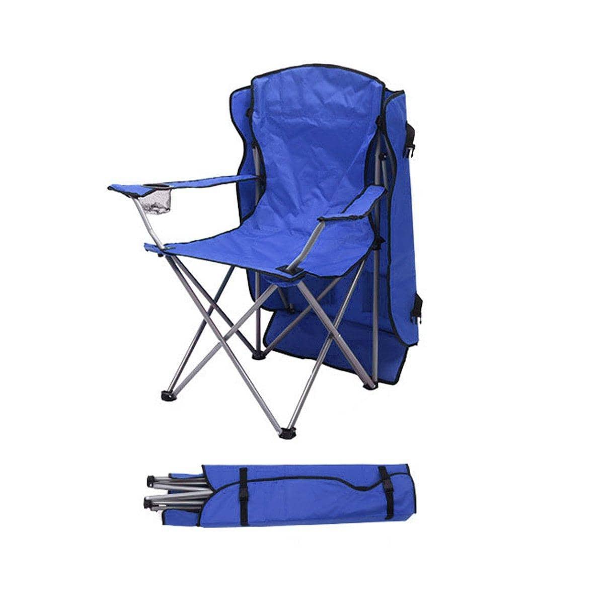 Foldable Camping Chair with Canopy and Cup Holder - Blue - view 4
