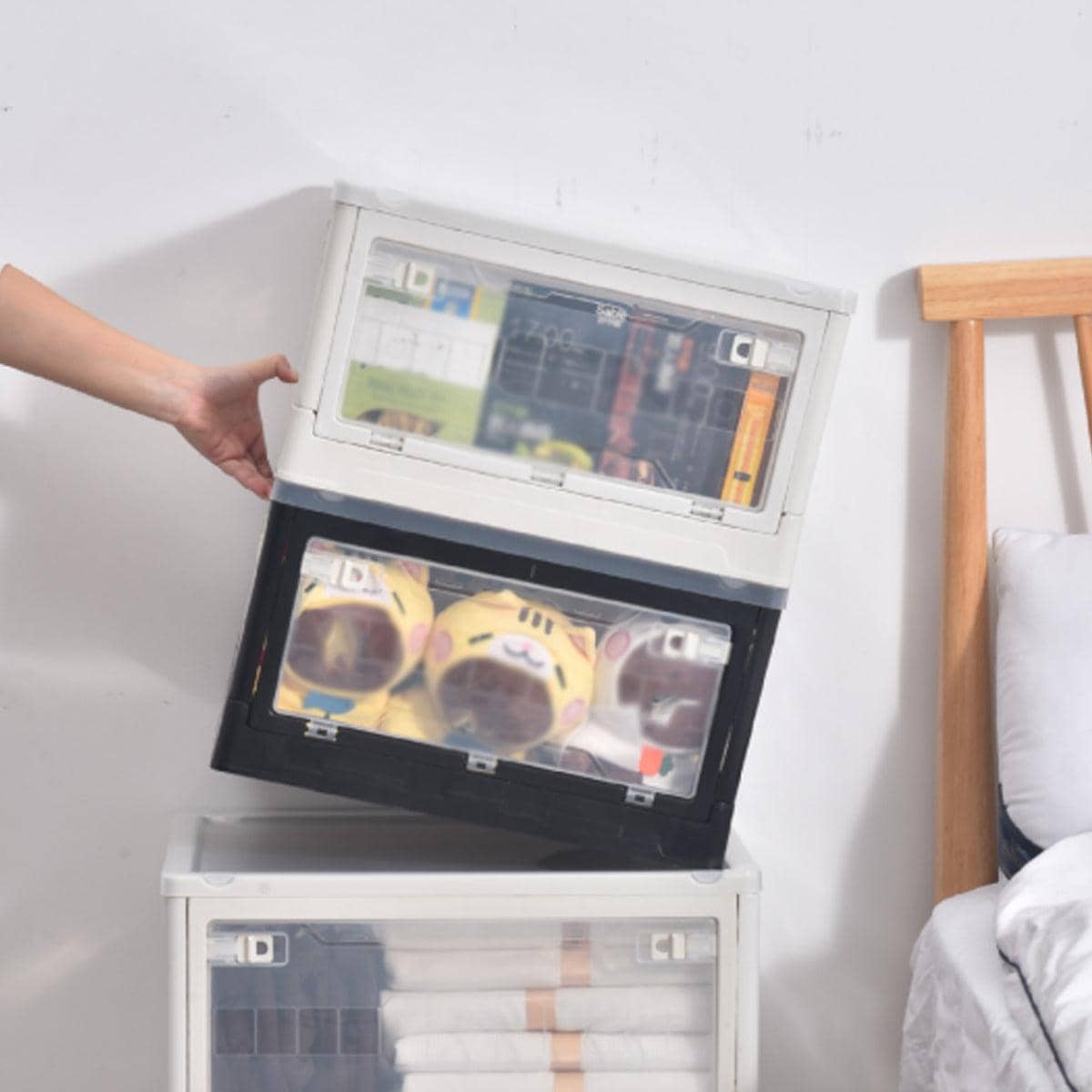 Foldable Camping Storage Box, 30 L with Front Doors - Black - view 5