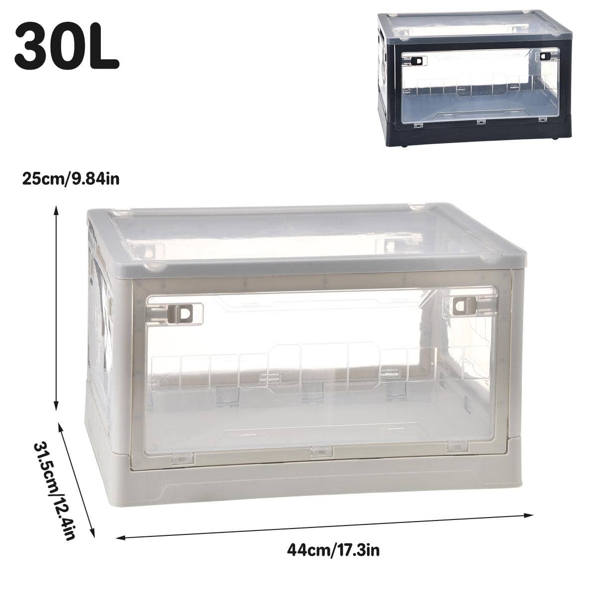 Foldable Camping Storage Box, 30 L with Front Doors - White - view 4
